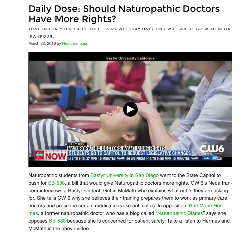 The Daily Dose- should naturopathic doctors have more rights?