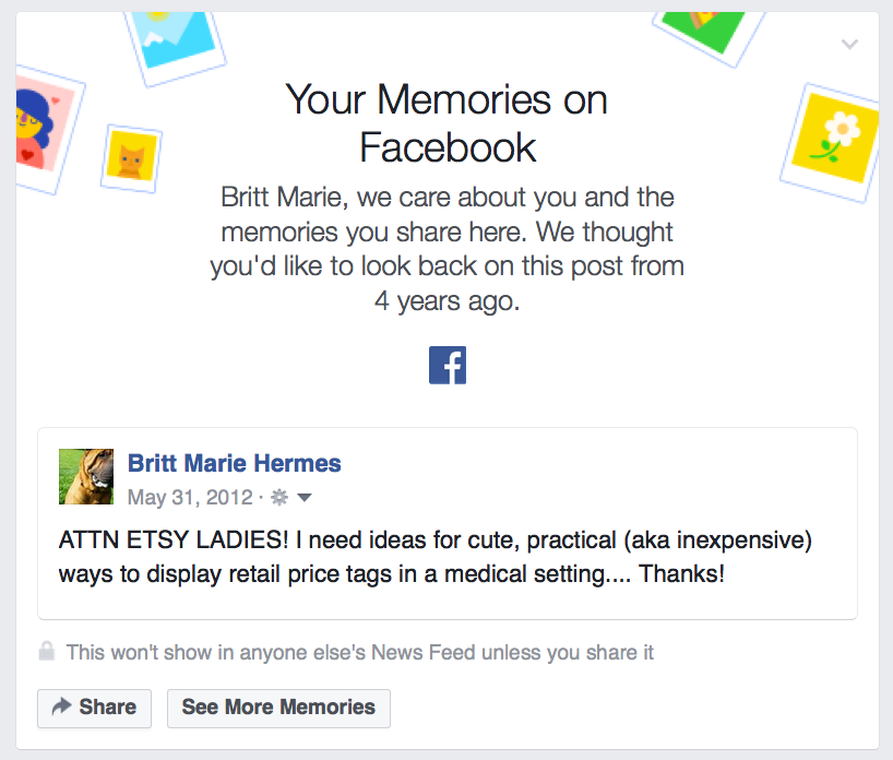 Your Memories on Facebook screenshot