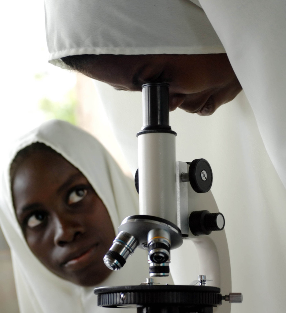 women with microscope