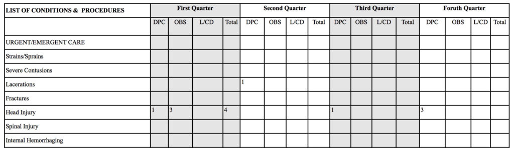 Urgent/Emergency medicine residency log. Click to enlarge.